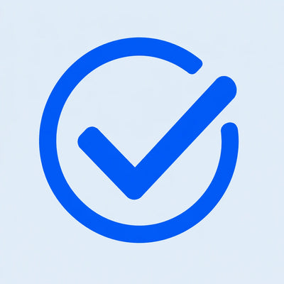 Blue check mark icon on a light blue background