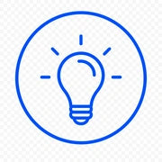 Blue light bulb icon inside a circle
