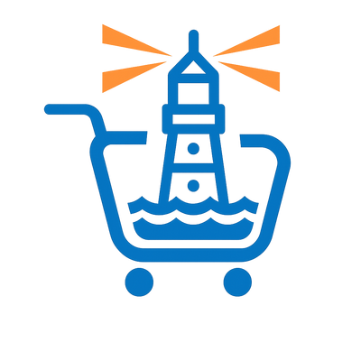 Cart with a lighthouse design on a white background