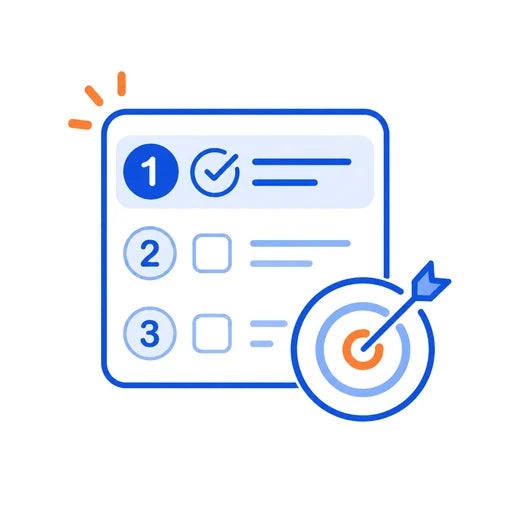 Icon showing fix-first priorities for a Shopify CRO audit