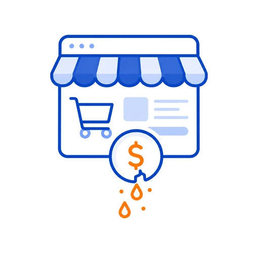 Icon showing visible revenue leaks in a Shopify storefront buying journey